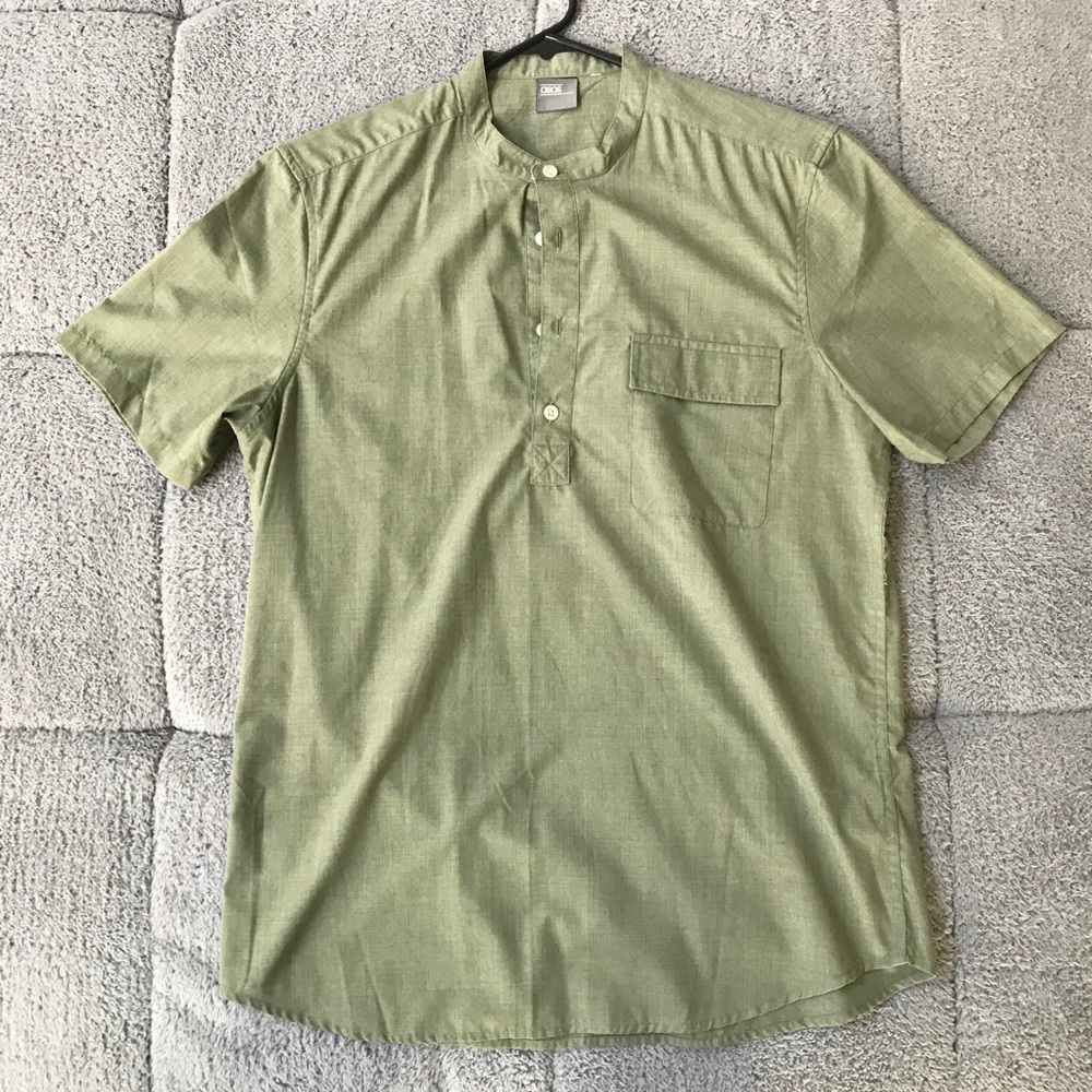 Asos short green button up shirt